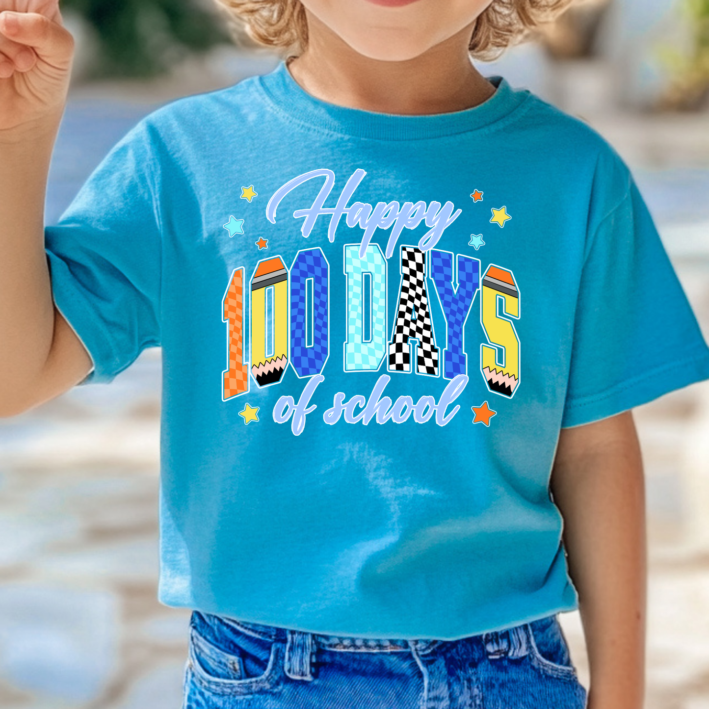 Happy 100 Days of School (Blue) Full Color DTF Transfer