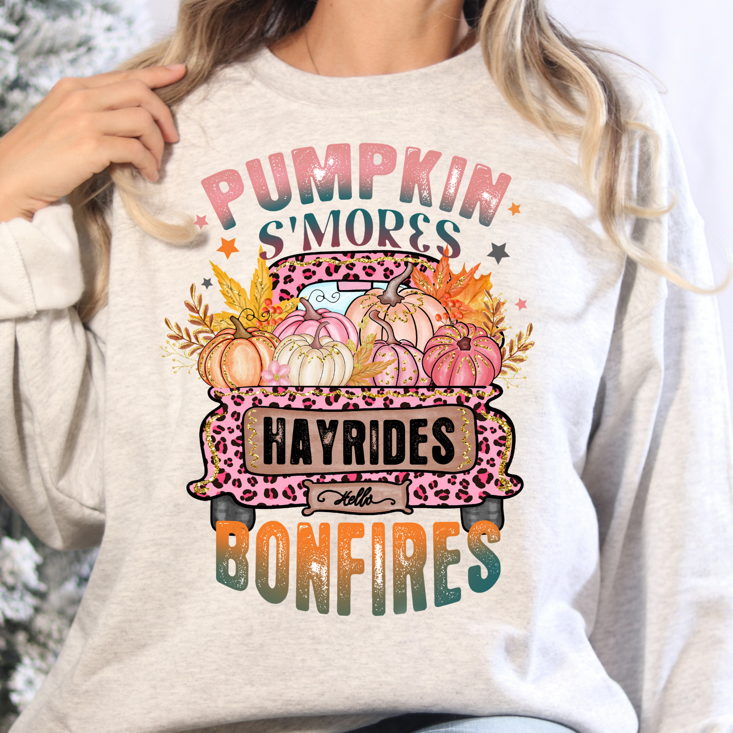 Pumpkin S'mores Hayrides (Truck w/Pumpkins) Full Color DTF Transfer