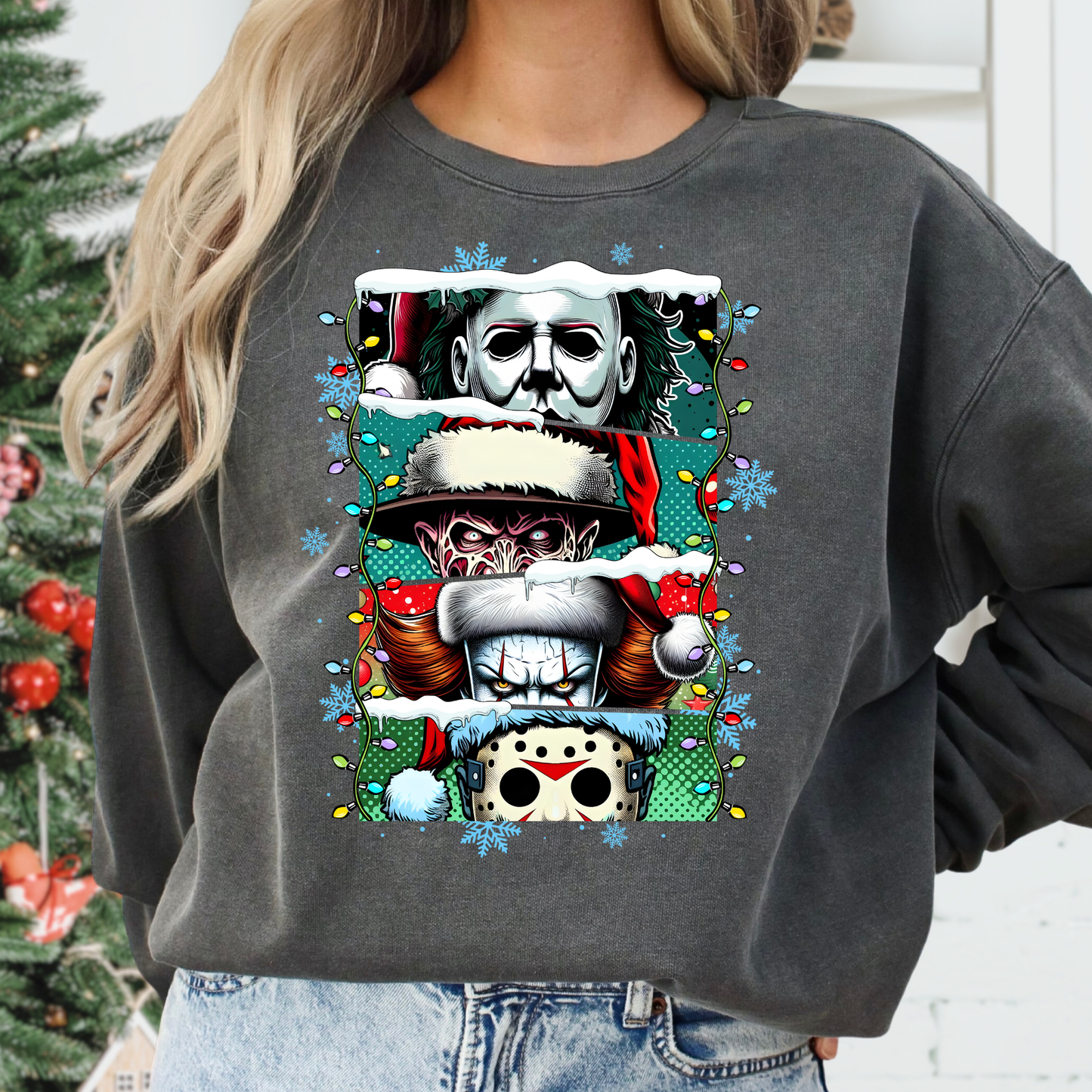 Horror Characters Christmas Theme Full Color DTF Transfer