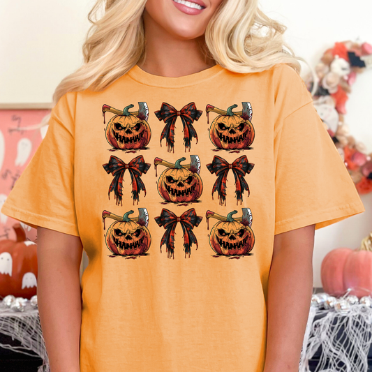 Horror Bloody Pumpkins and Bows Full Color DTF Transfer