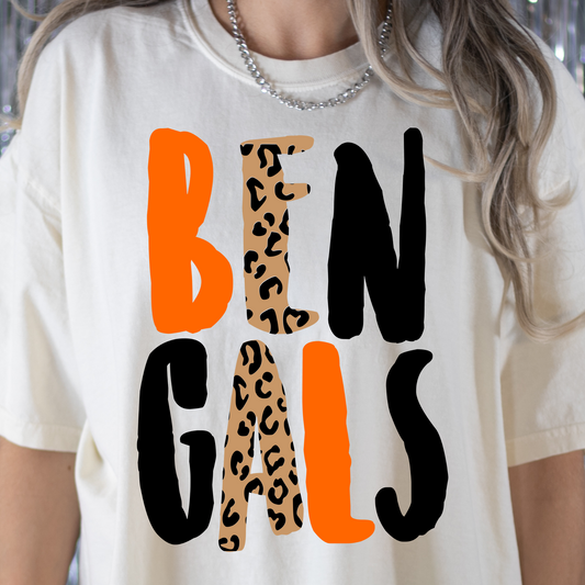 Bengals Stacked (Leopard Letters) Full Color DTF Transfer