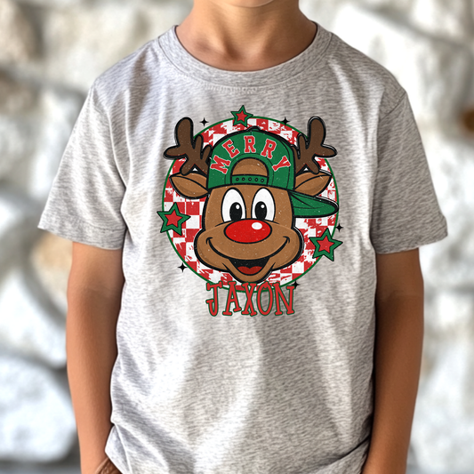 Personalized Merry Reindeer Boy Full Color DTF Transfer