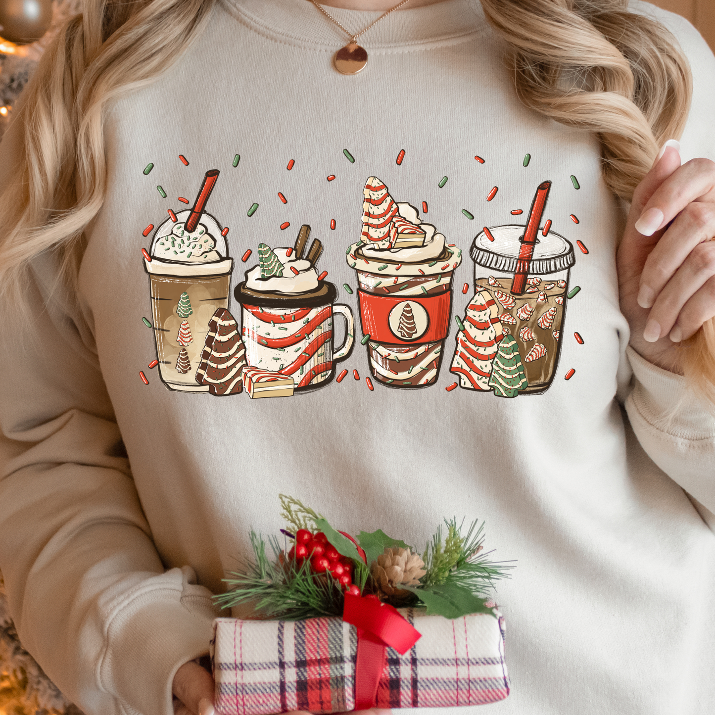 Christmas Coffee w/Sprinkles Full Color DTF Transfer