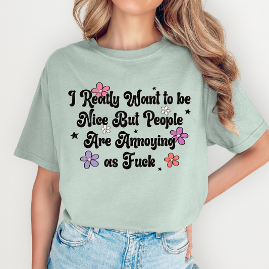 I Really Want To Be Nice But People Are Annoying As Fuck Full Color DTF Transfer
