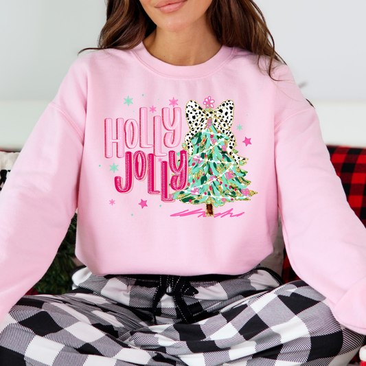 Holly Jolly Brush Stroke Christmas Tree Full Color DTF Transfer