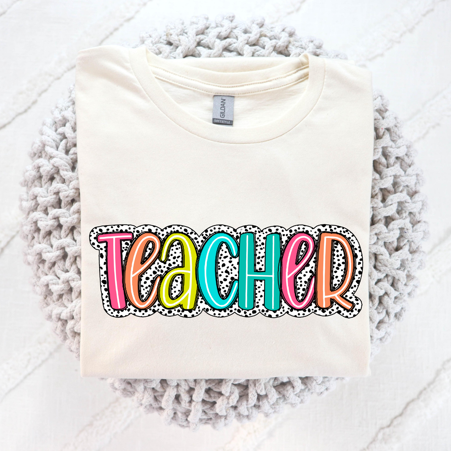 Teacher (Dalmation w/Line Letters) Full Color DTF Transfer