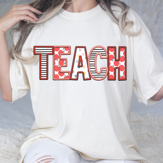 Teach Faux Embroidery Full Color DTF Transfers