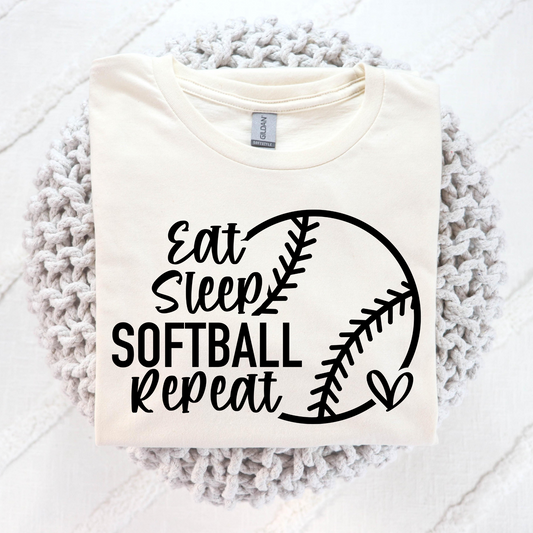 Eat Sleep Softball Repeat Full Color DTF Transfer