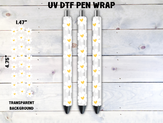 Daisy w/Heart Center UV DTF Pen Wrap Transfer