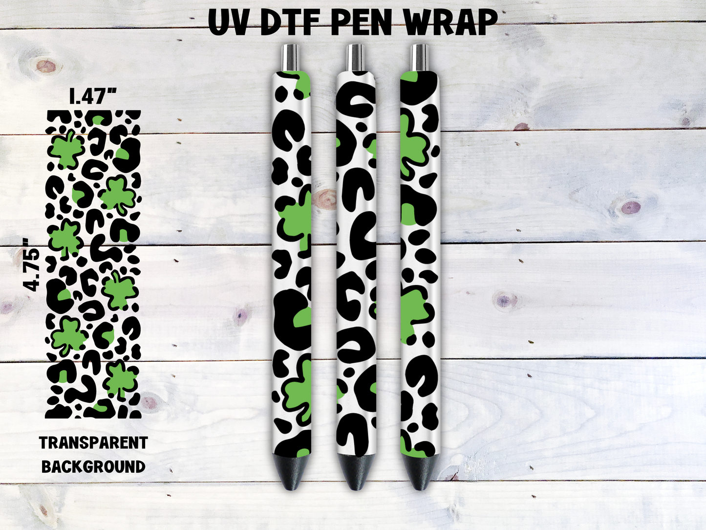 Leopard Clovers UV DTF Pen Wrap Transfer