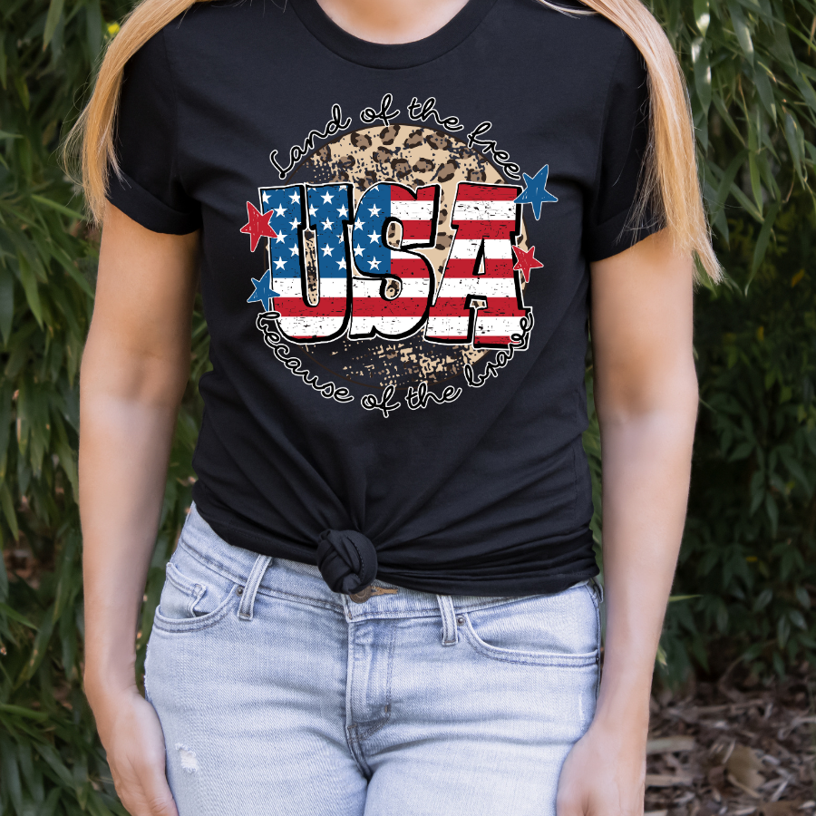 USA Land of The Free Leopard Background Full Color DTF Transfer