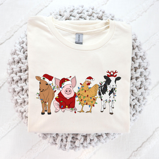 Farm Animal Christmas Full Color DTF Transfer