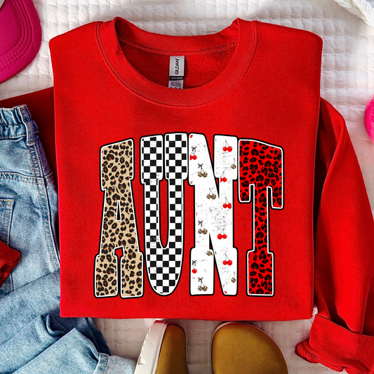 Aunt (Leopard, Checkered, Cherry) Full Color DTF Transfer