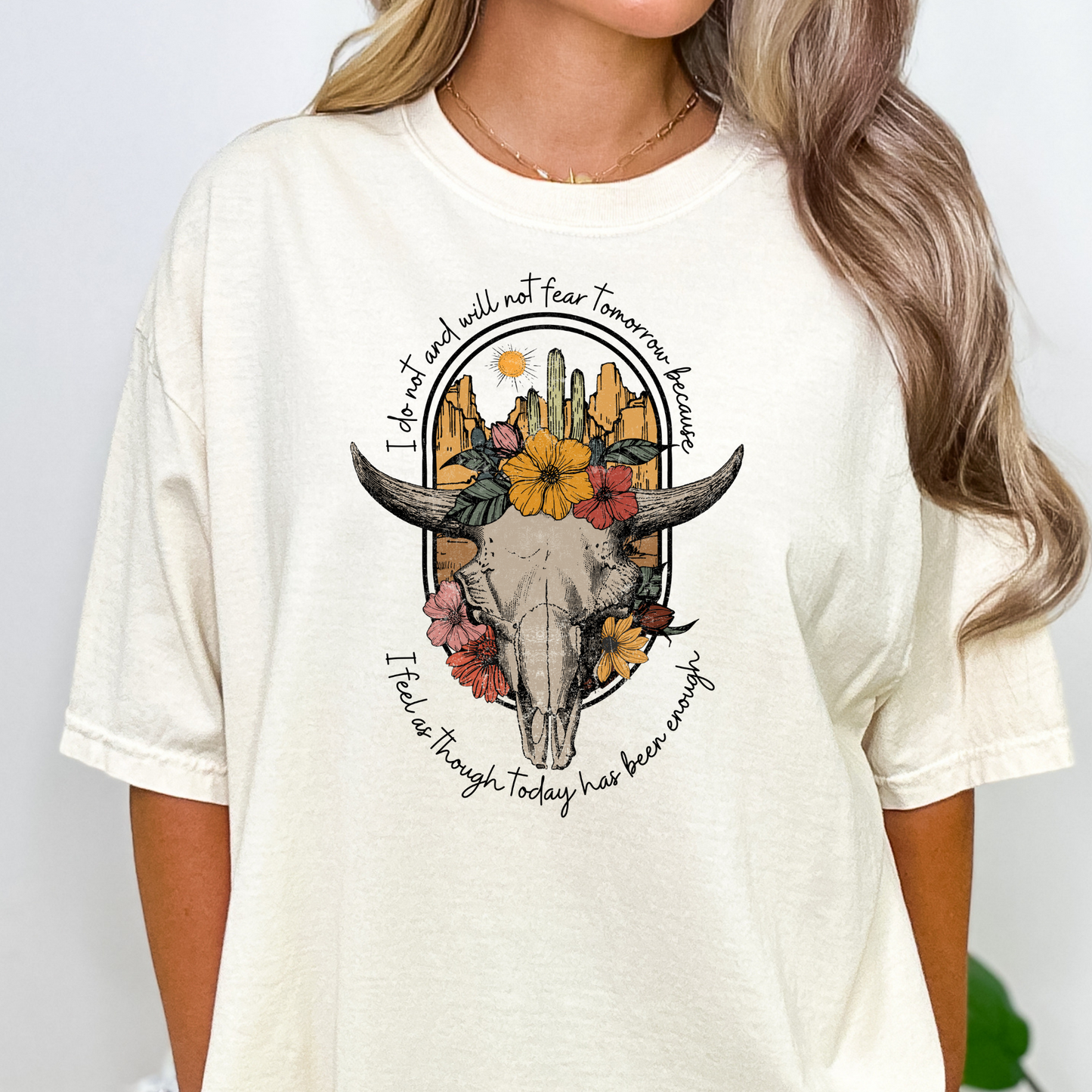 I Do Not And Will Not Fear Tomorrow Because... Skull w/Flowers Zach Bryan Full Color DTF Transfer