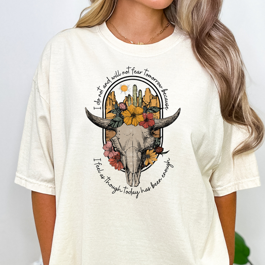 I Do Not And Will Not Fear Tomorrow Because... Skull w/Flowers Zach Bryan Full Color DTF Transfer