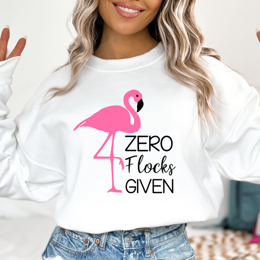 Zero Flocks Given (Flamingo) Full Color DTF Transfer
