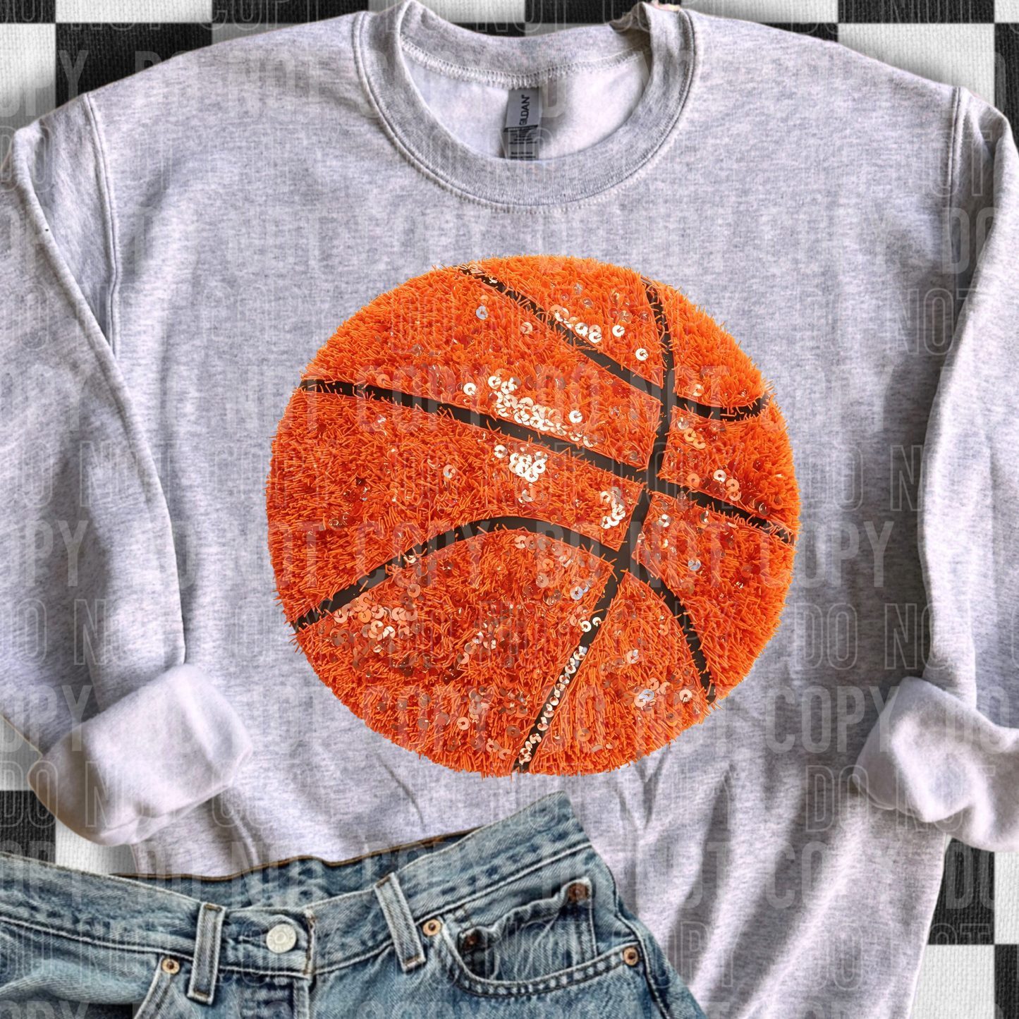 Basketball (Faux Yarn/Sequin) Full Color DTF Transfer