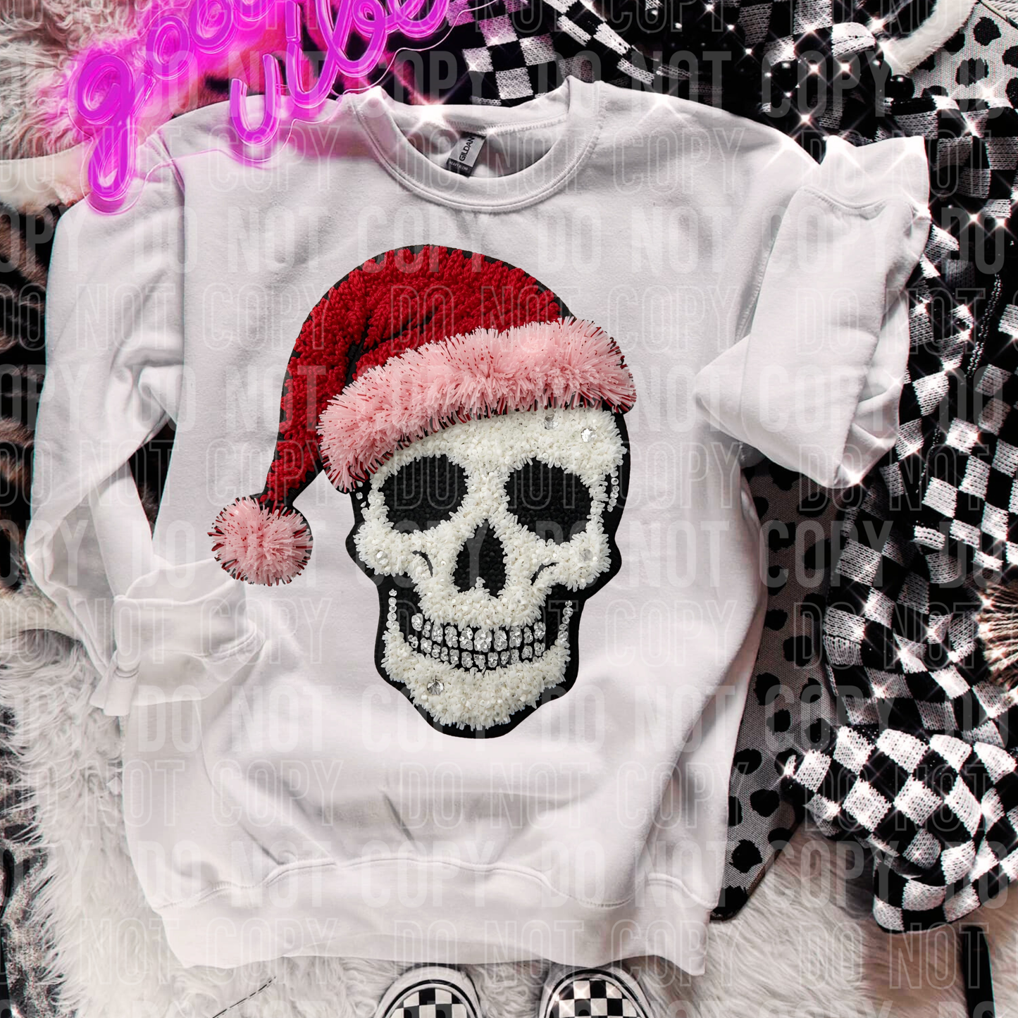 Christmas Skeleton (Faux Yarn) Full Color DTF Transfer