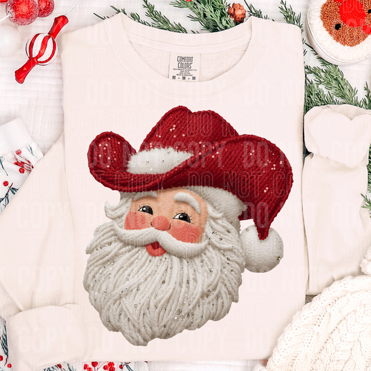 Cowboy Santa (Faux Yarn/Sequin) Full Color DTF Transfer
