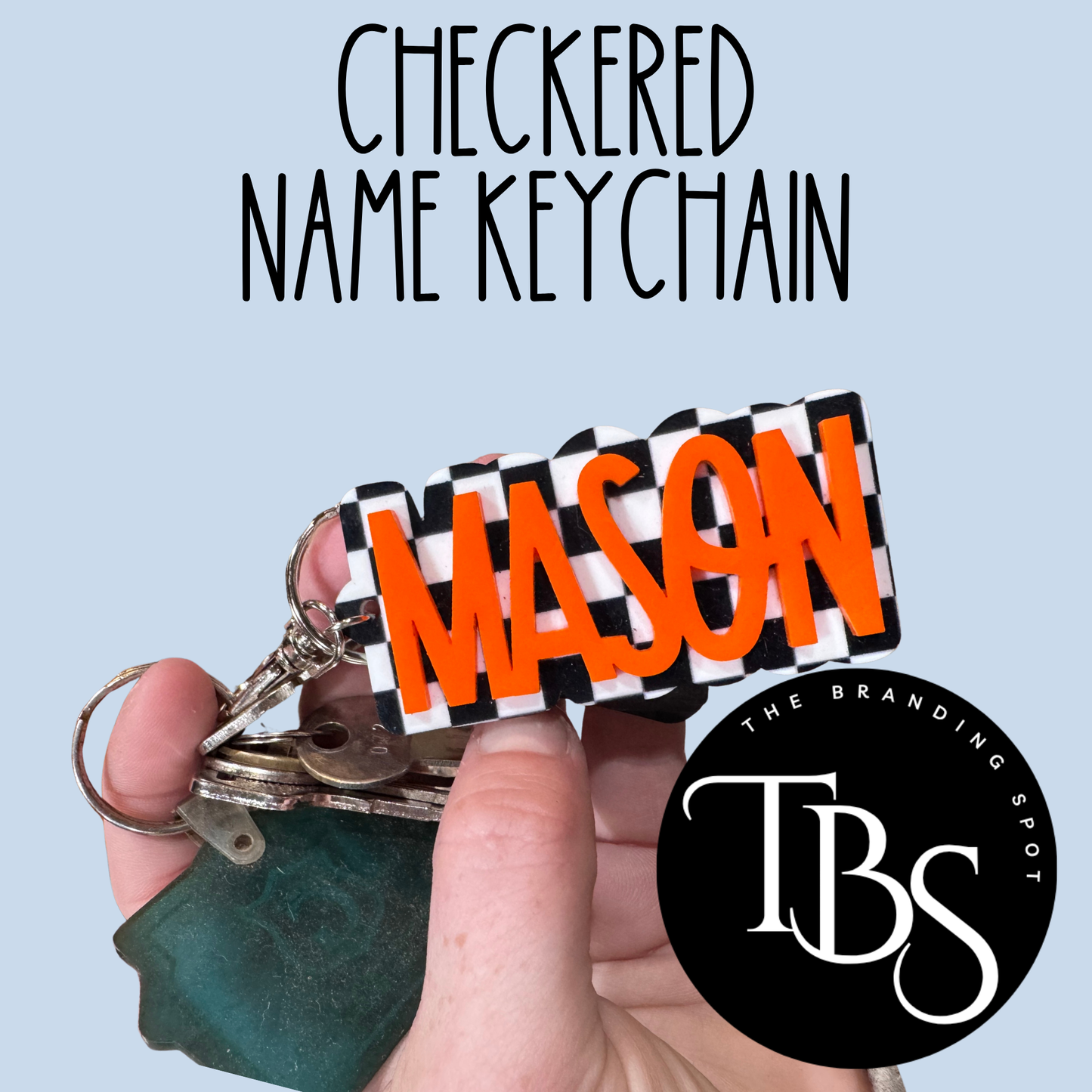 Acrylic Checkered Name Keychain