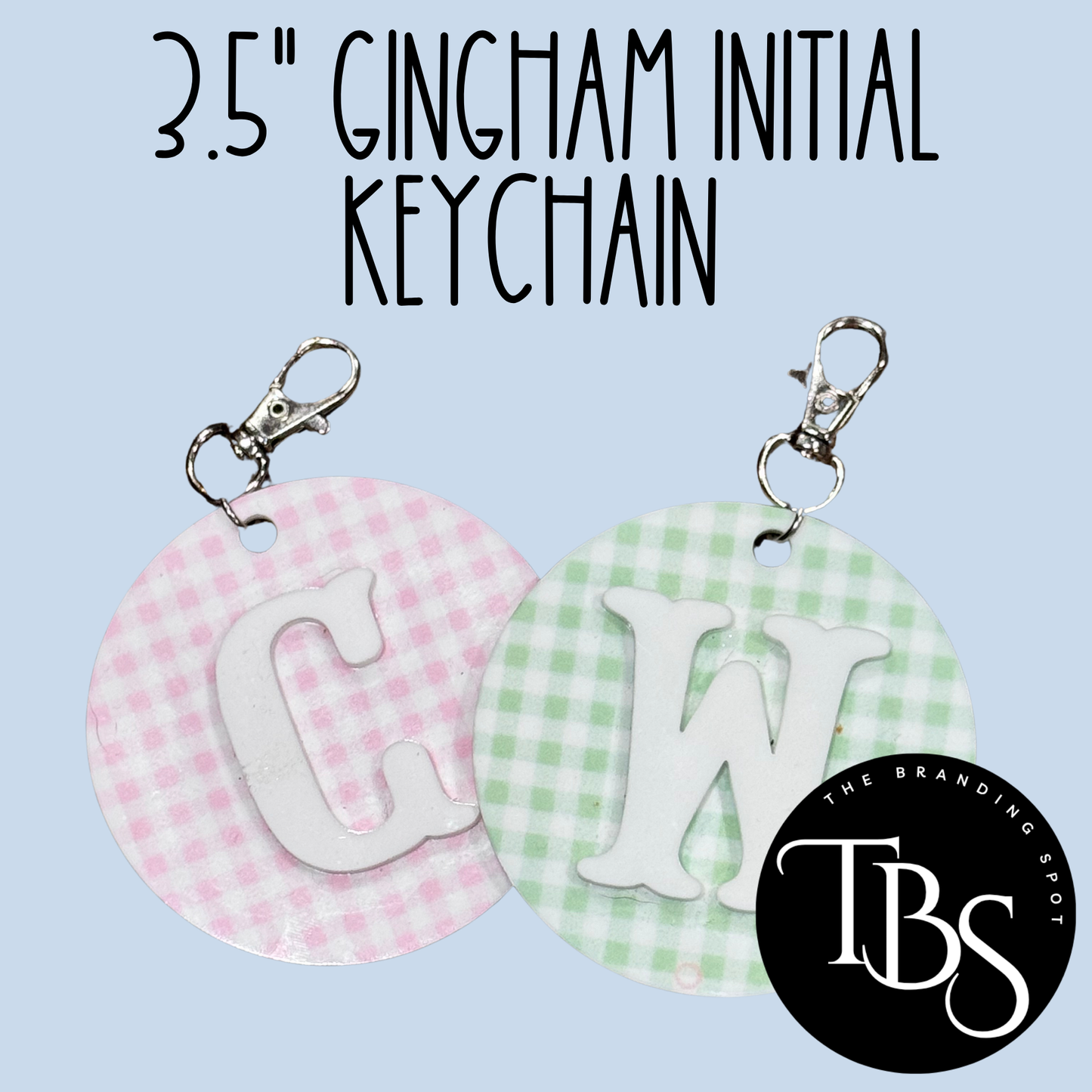 Acrylic Gingham Initial Keychain