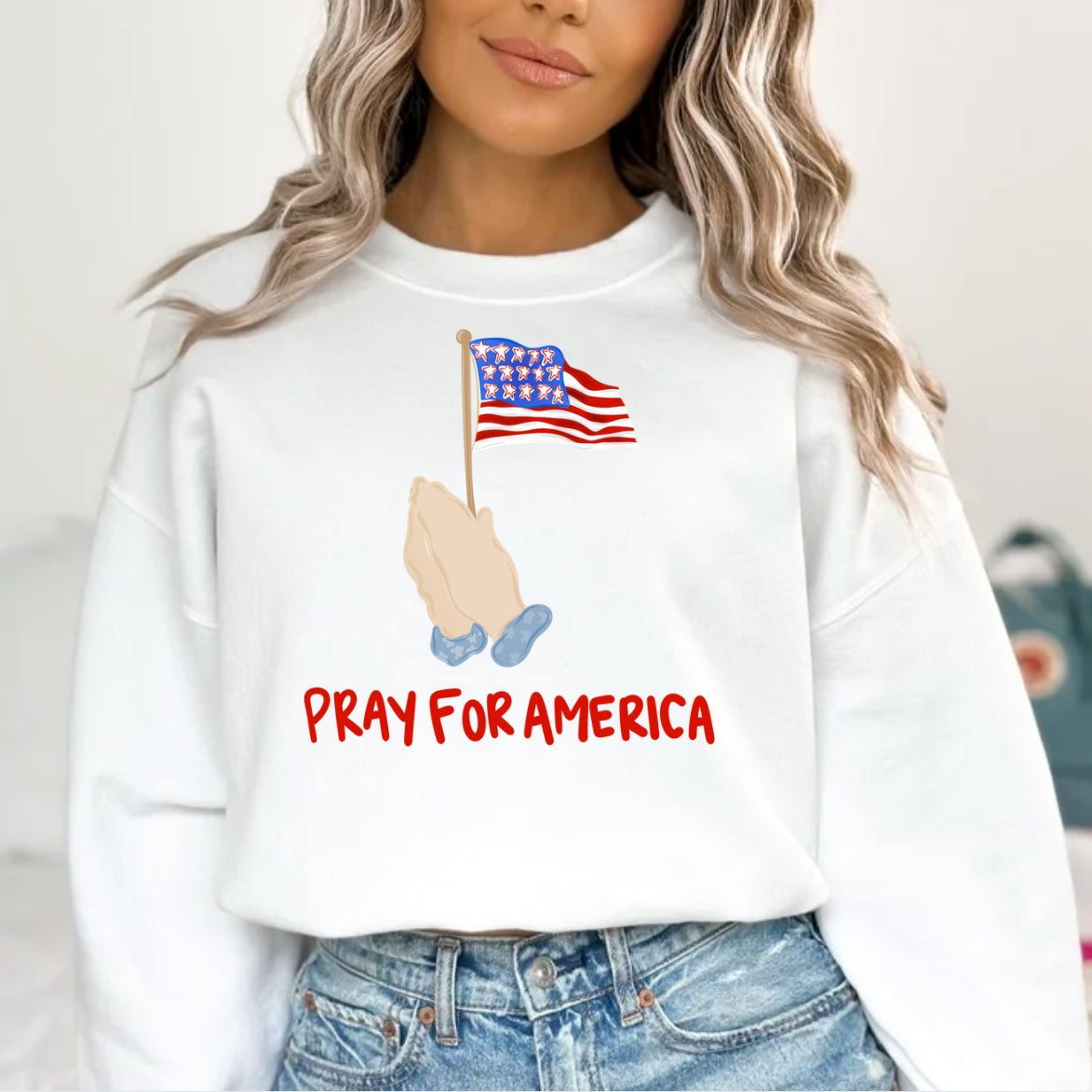 Pray For America (Hand Drawn) Full Color DTF Transfer