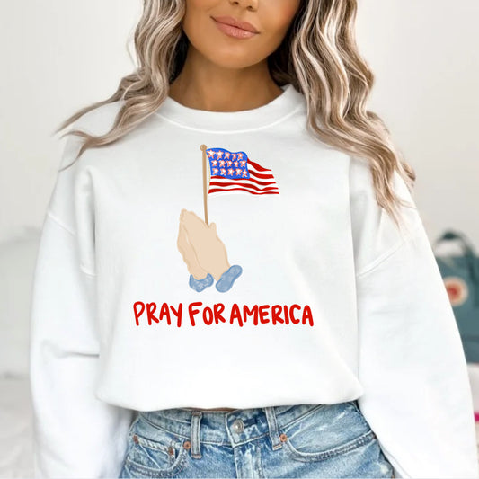 Pray For America (Hand Drawn) Full Color DTF Transfer
