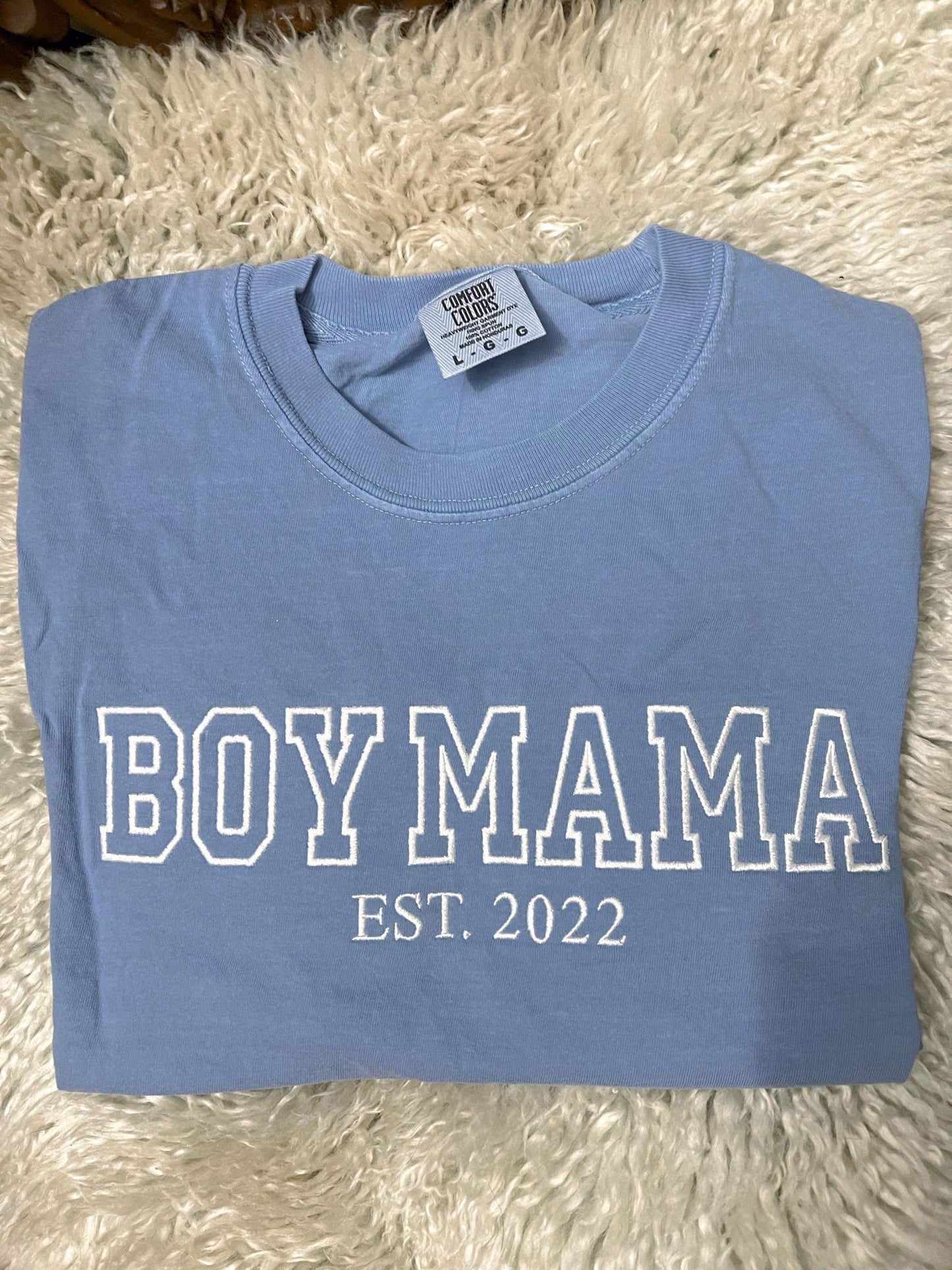 Boy Mama Est (Girl Mama) Embroidered Sweatshirt/T-Shirt