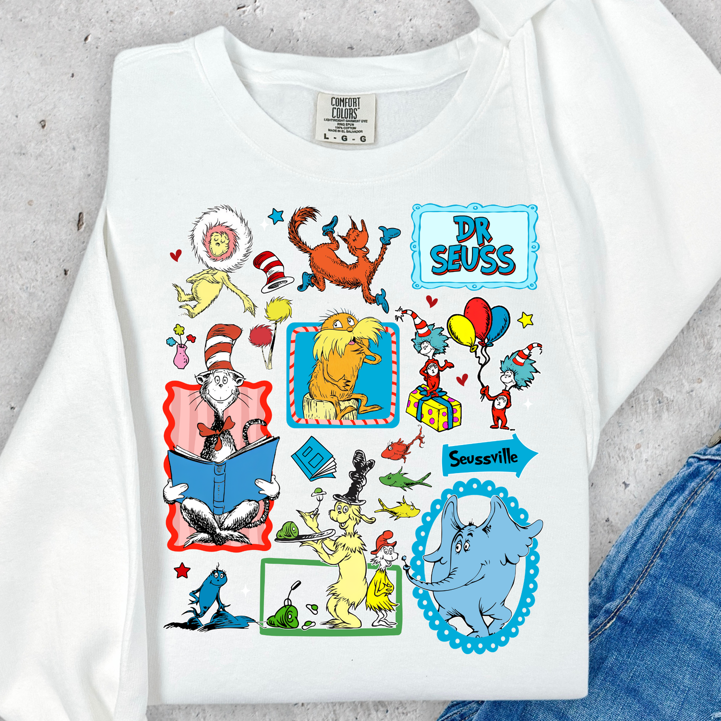 Stamp Icons Dr Seuss Read Across America Day Full Color DTF Transfer