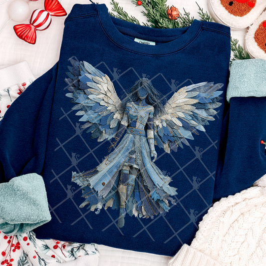Angel Patchwork (Faux Denim) Full Color DTF Transfer
