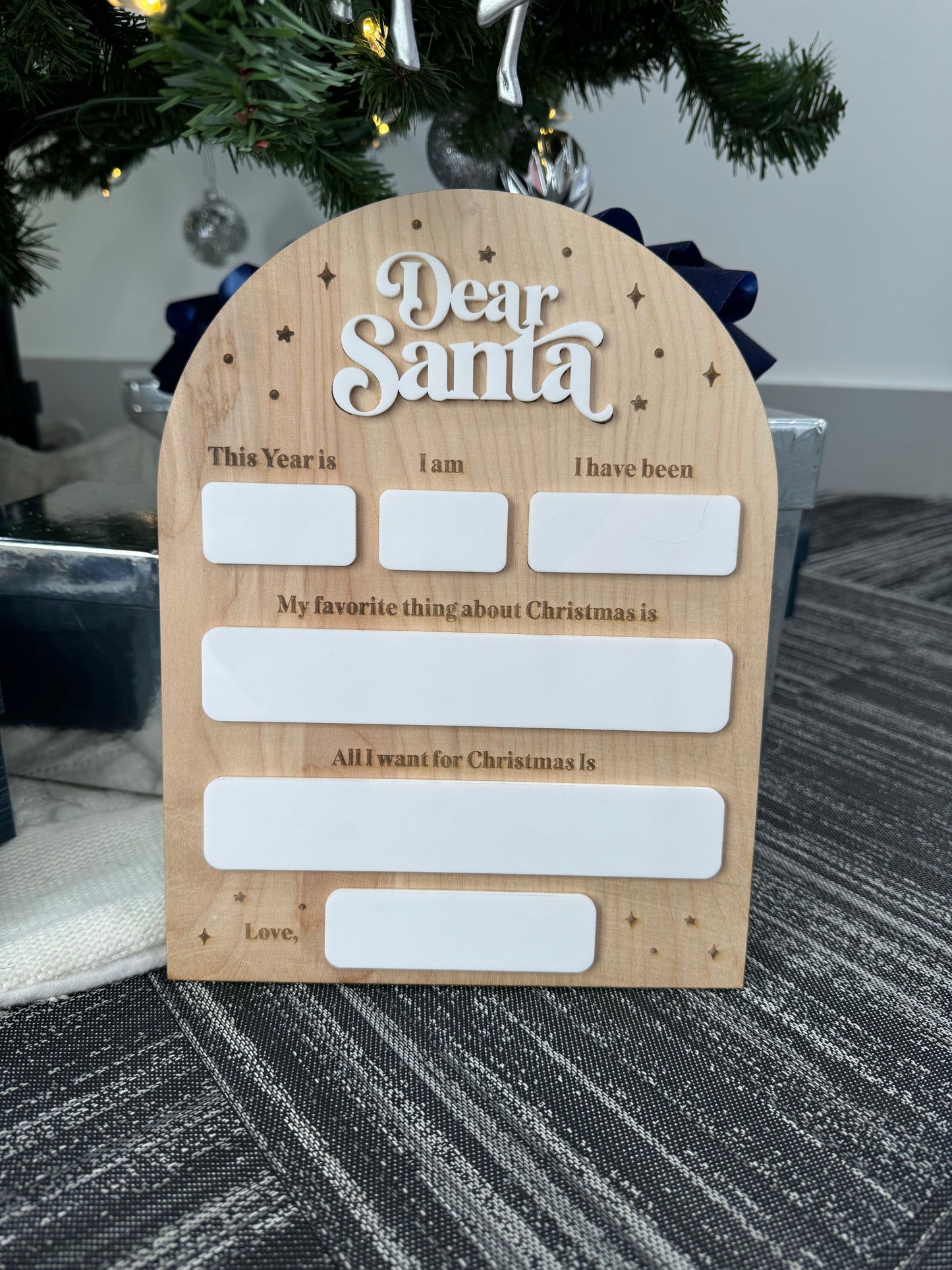 Dear Santa Stats Dry Erase Sign