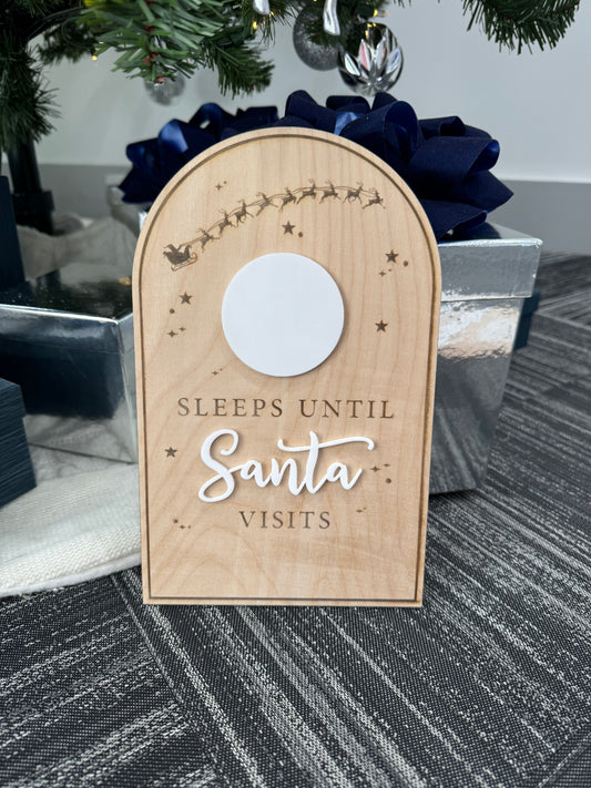 Sleeps Until Santa Visits Dry Erase Sign