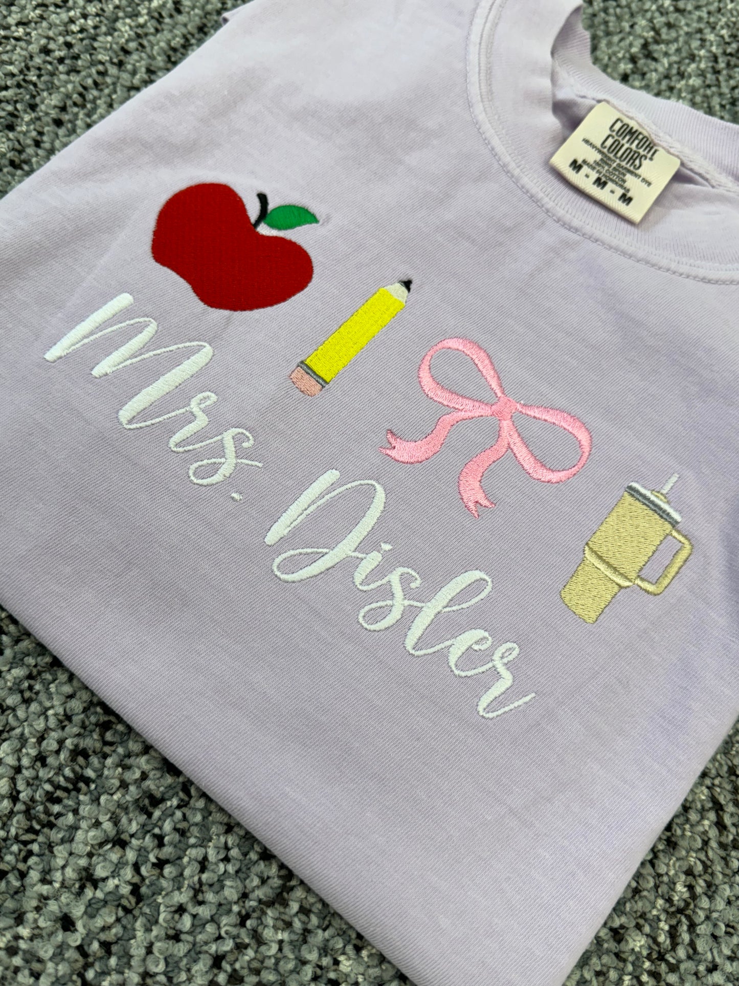 Personalized Teacher Icons Embroidered Sweatshirt/T-Shirt