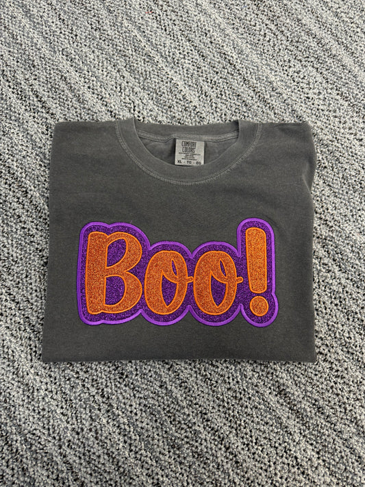 Boo! Glitter Appliqué Embroidered Sweatshirt/T-Shirt