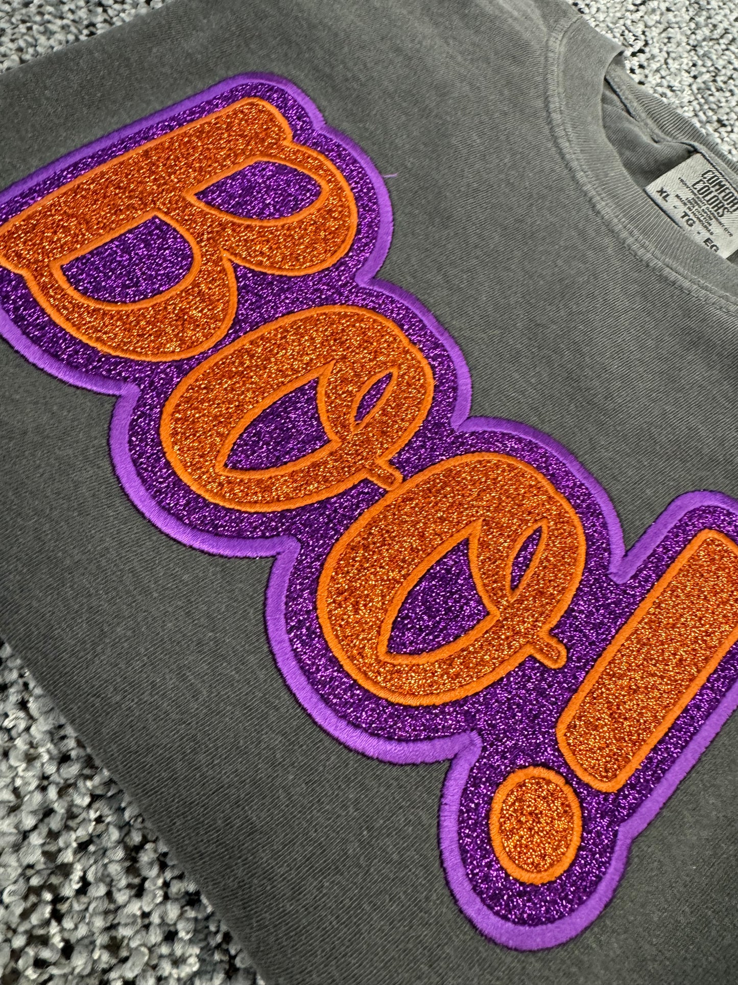 Boo! Glitter Appliqué Embroidered Sweatshirt/T-Shirt