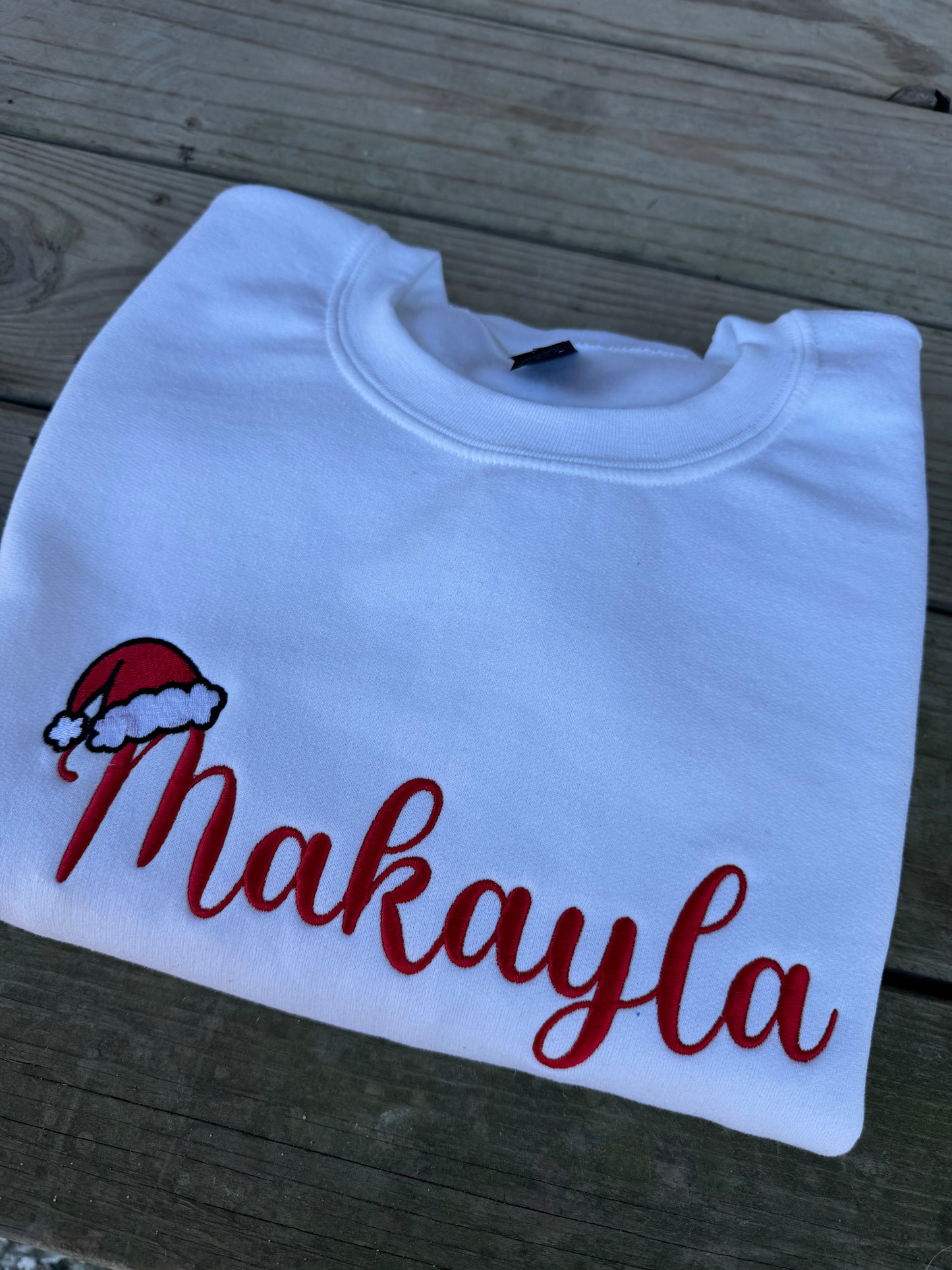 Personalized Name w/Santa Hat Sweatshirt/T-Shirt