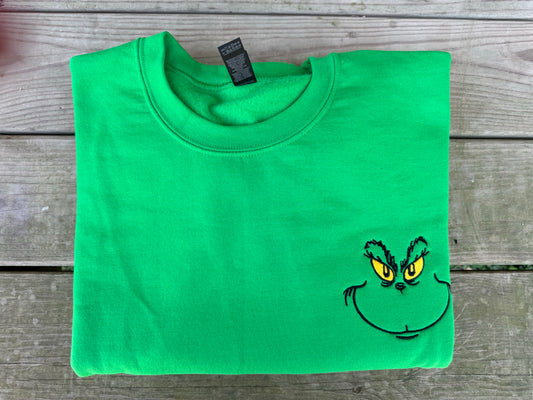 Grinch Face Pocket Sweatshirt/T-Shirt