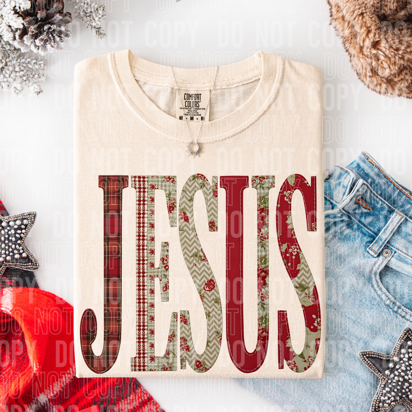 Jesus (Faux Quilt) Full Color DTF Transfer