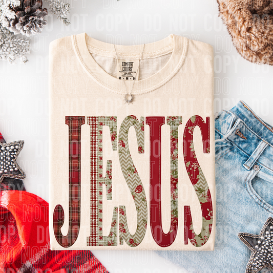 Jesus (Faux Quilt) Full Color DTF Transfer