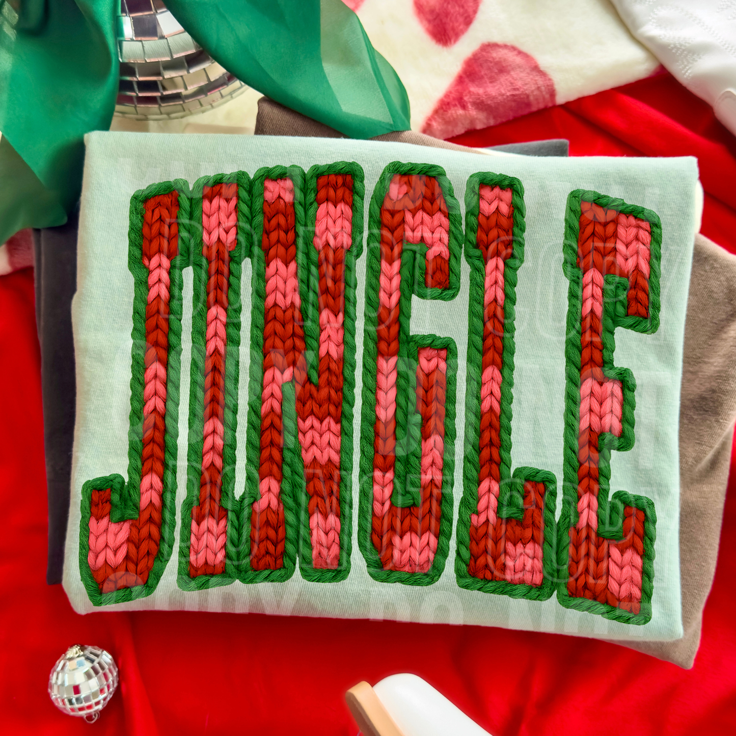 Jingle (Faux Knit) Full Color DTF Transfer