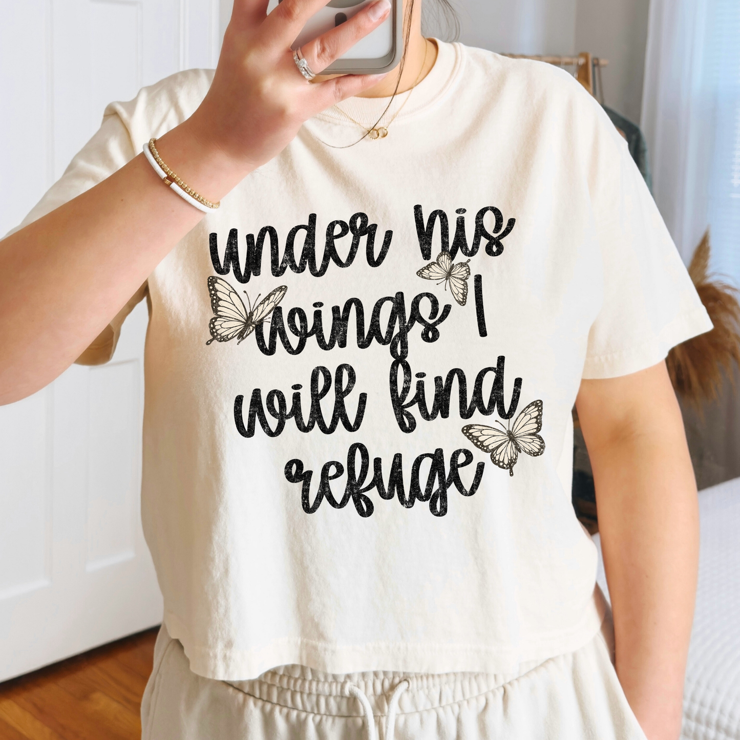 Under His Wings I Will Find Refuge Full Color DTF Transfer