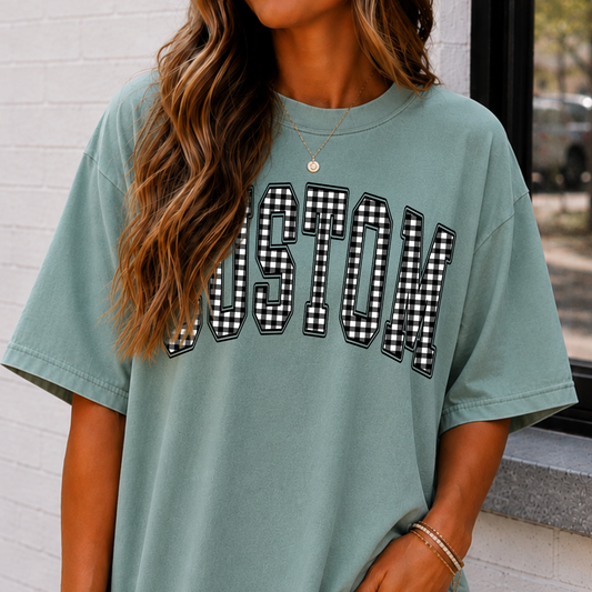 Gingham (2 Color- Editable) Custom Single Word Full Color DTF Transfer
