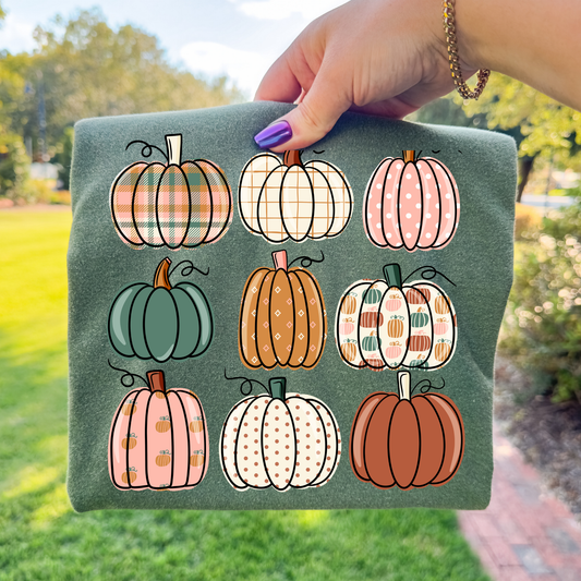 Fall Pattern Pumpkins Full Color DTF Transfer