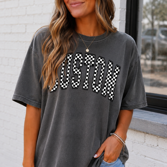 Checkered (2 Color- Editable) Custom Single Word Full Color DTF Transfer