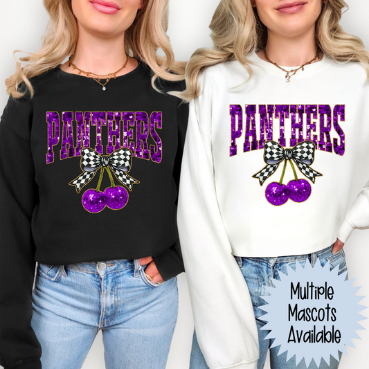 Purple Faux Sequin Cherries (MULTI MASCOT OPTIONS) Full Color DTF Transfer