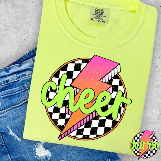 Checkered Circle Cheer (Cheer Mom Option) Full Color DTF Transfer (Copy)