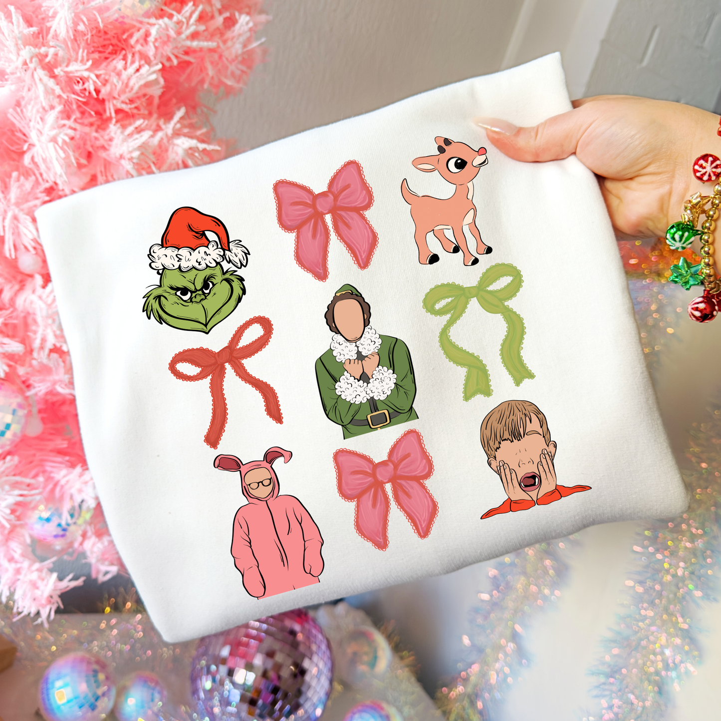 Christmas Movie Bow/Icons Full Color DTF Transfer