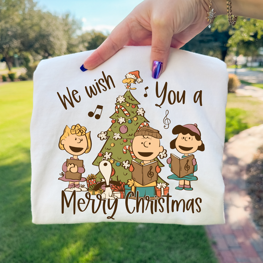 We Wish You A Merry Chrismtas (Charlie Brown) Full Color DTF Transfer