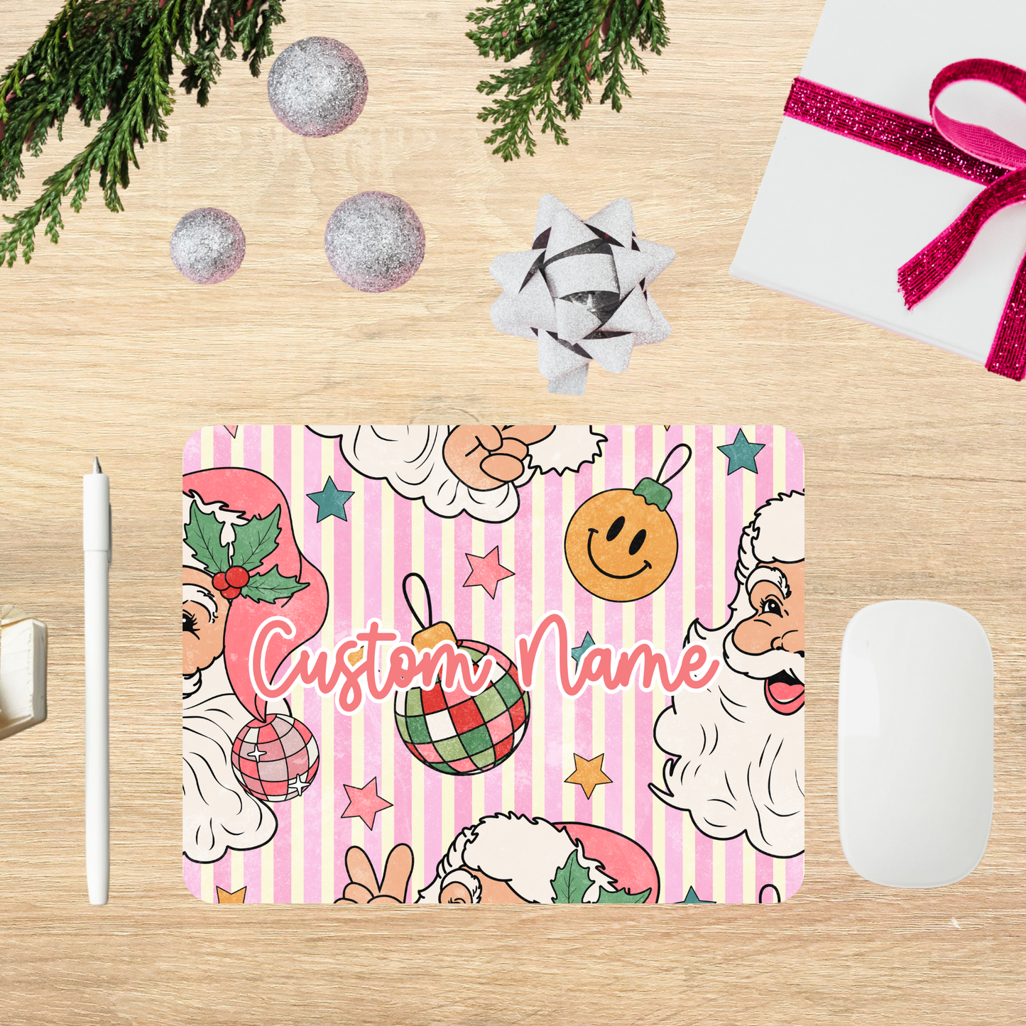 Santa Stripe Personalized Mouse Pad
