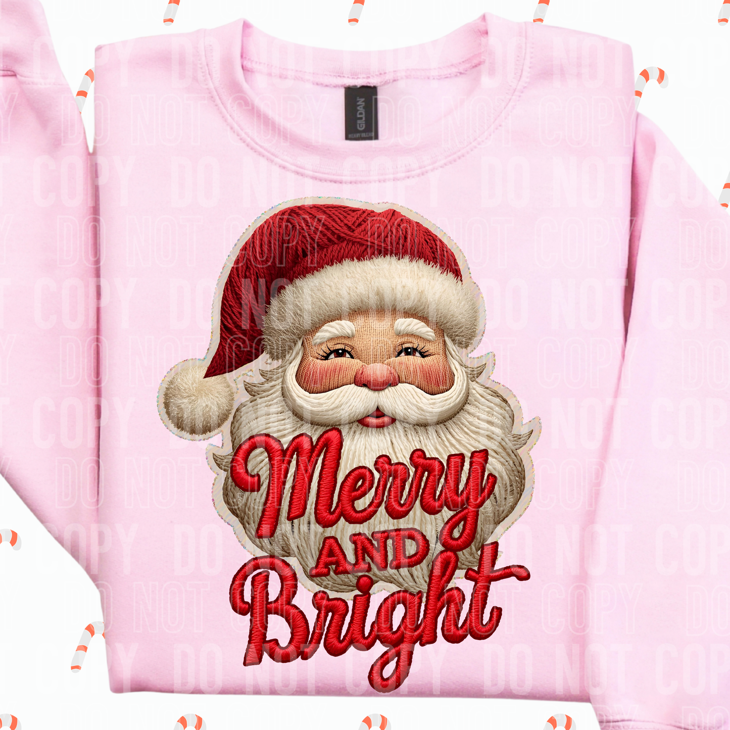 Merry and Bright Santa (Faux Yarn) Full Color DTF Transfer
